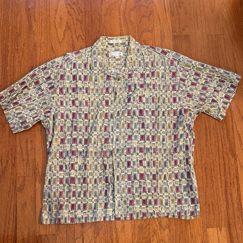 Pierre Cardin Men's Casual Shirt - Beige and Burgundy Pattern
